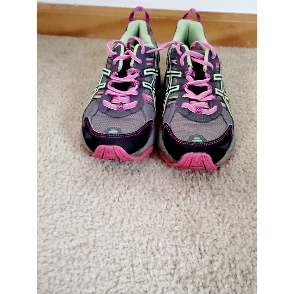 Asics Women 7.5 Gel-Venture 5 Running Training Athletic Gym Shoes Gray Pink Lime - Picture 2 of 12
